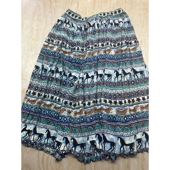 Phool Skirt One Size Boho Vtg Festival Hippie Horses Midi Flowy Aztec Tribal - Picture 3 of 5